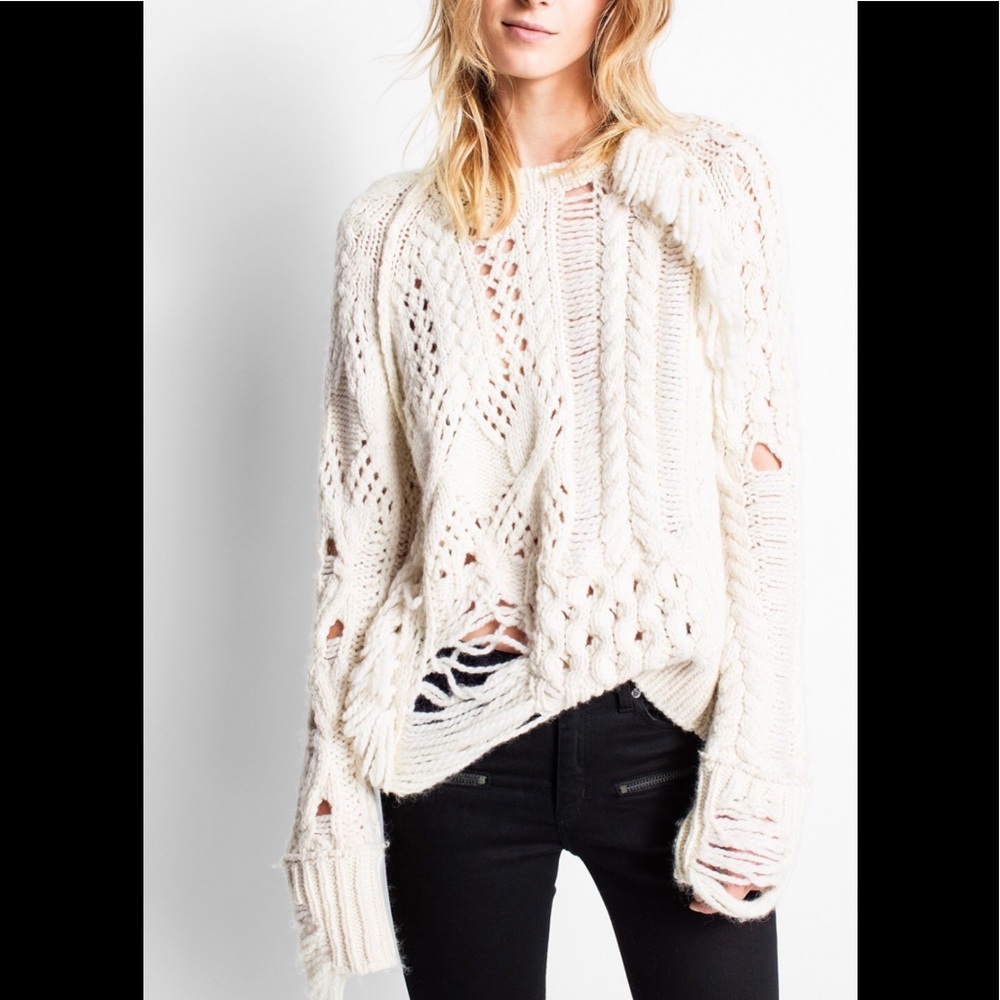 Zadig&Voltaire Distressed Cable Knit Sweater